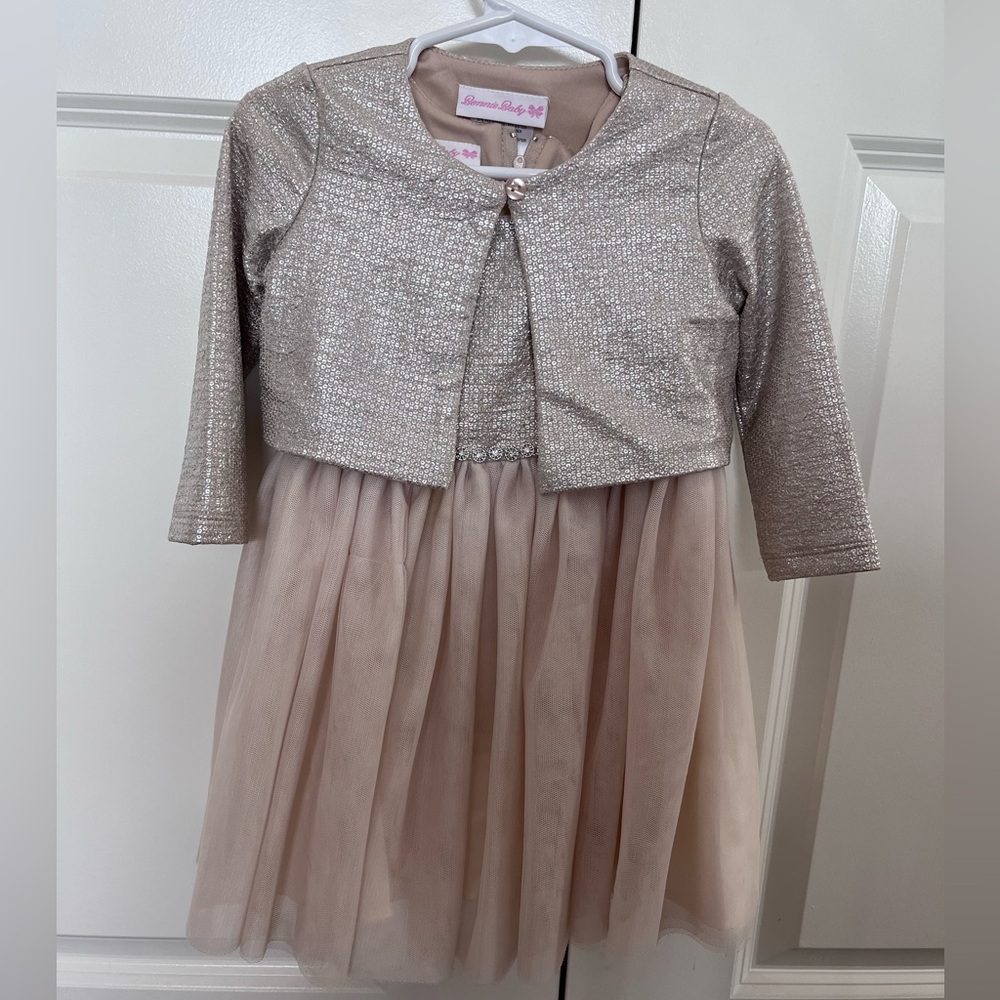 Bonnie Baby Elegant Cream Dress with Jacket, 18 Months, Worn Once 🩶